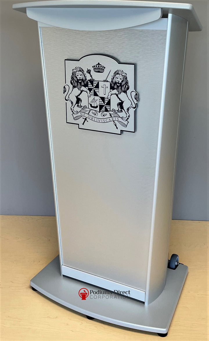 Contemporary Lecterns and Podium VH1 Standard Aluminum Lectern-Example of 3D Logo-Contemporary Lecterns and Podiums-Podiums Direct