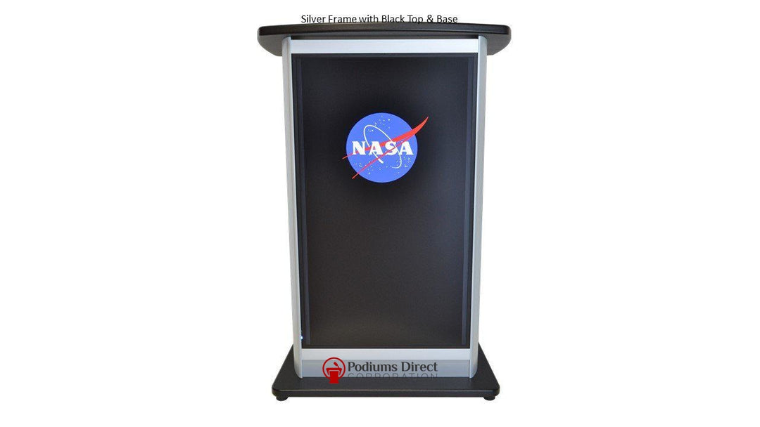LCD Digital Display Lectern H2W Aluminum Lectern-Front-LCD Digital Display Lecterns-Podiums Direct