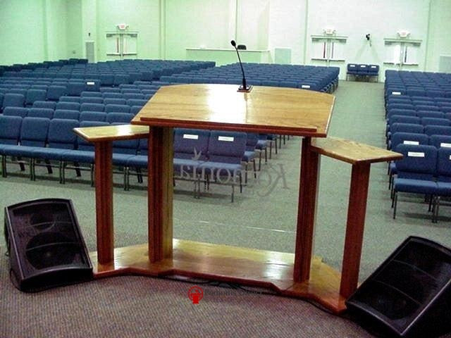 Wood with Acrylic Pulpit w/Wings 703 Proclaimer-Back View-Wood With Acrylic Pulpits, Podiums and Lecterns-Podiums Direct