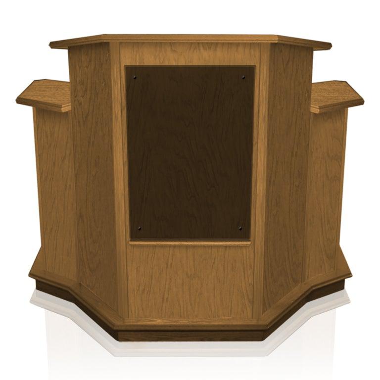 Church Wood Pulpit Custom NC1W/NC1WG WINGED Solid Wood Pulpits, Podiums and Lecterns-Clear Glass-Tinted Glass-Podiums Direct