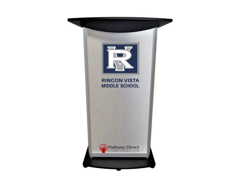 Contemporary Lectern and Podium H2W Custom Aluminum Lectern-Example of Logo-Contemporary Lecterns and Podiums-Podiums Direct