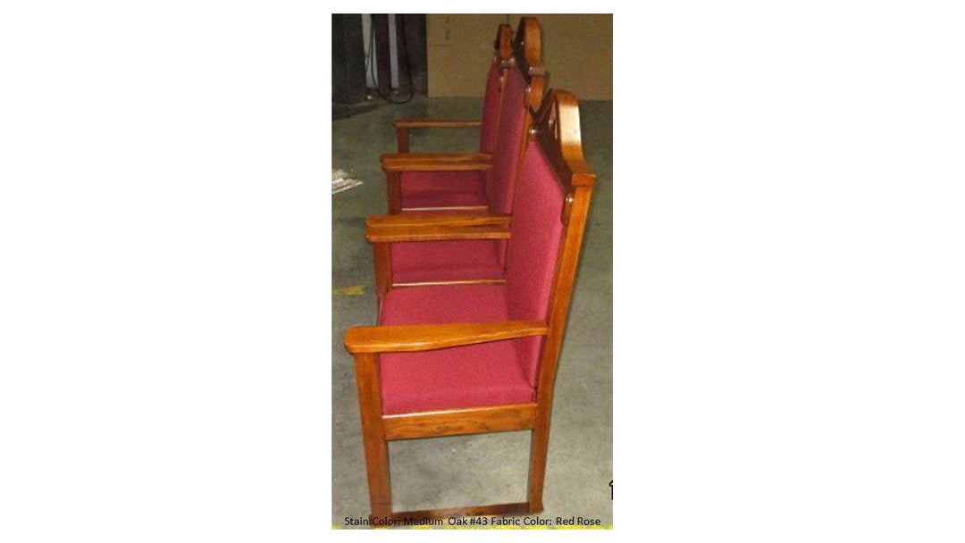 Clergy Church Chair TPC-296C/NO 8200 Series 52" Height Center Pulpit Chair-Side View Medium Oak Red Rose-Clergy Church Chairs-Podiums Direct