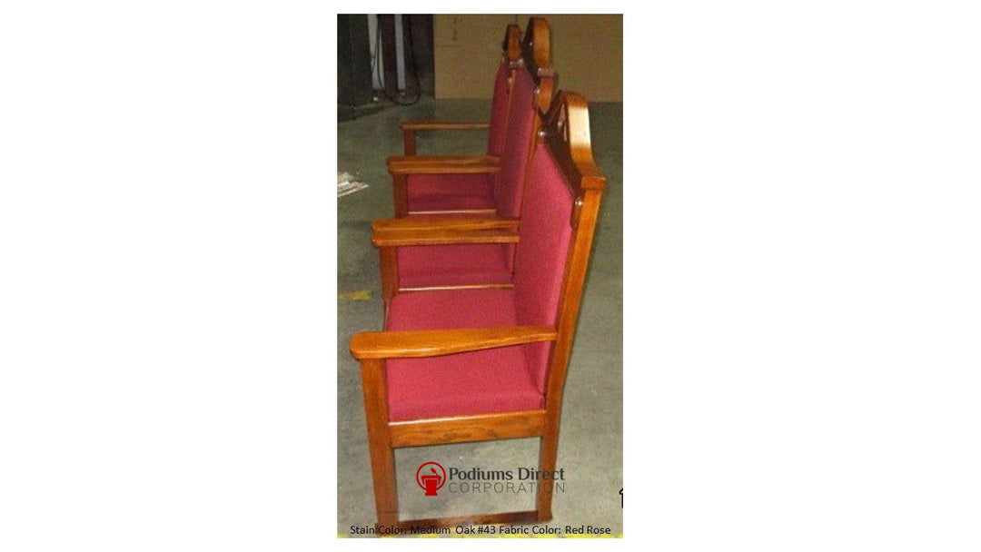 Clergy Church Chair TPC-296C/NO 8200 Series 52" Height Center Pulpit Chair-Side View Medium Oak Red Rose-Clergy Church Chairs-Podiums Direct