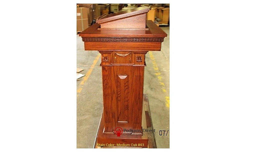 Church Wood Pulpit Pedestal NO 8201-Side View-Church Solid Wood Pulpits, Podiums and Lecterns-Podiums Direct