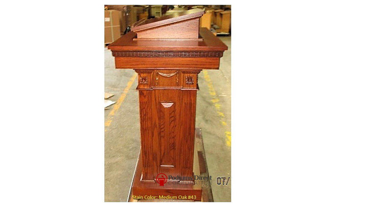 Church Wood Pulpit Pedestal NO 8201-Side View-Church Solid Wood Pulpits, Podiums and Lecterns-Podiums Direct