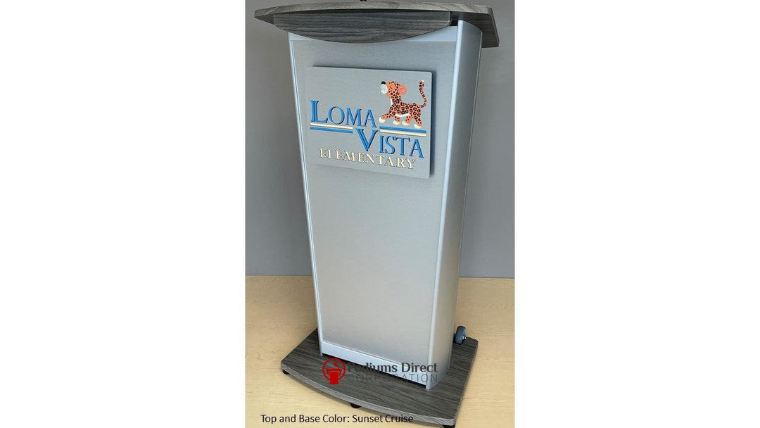Contemporary Lectern and Podium VH1 Custom Aluminum Lectern-Example of 3D Logo-Contemporary Lecterns and Podiums-Podiums Direct