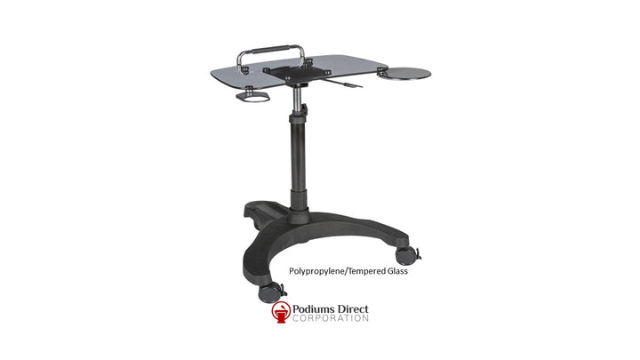 Portable Presentation Lectern Mobile Laptop Stand-Polypropylene Tempered Glass-Portable Presentation Lecterns-Podiums Direct