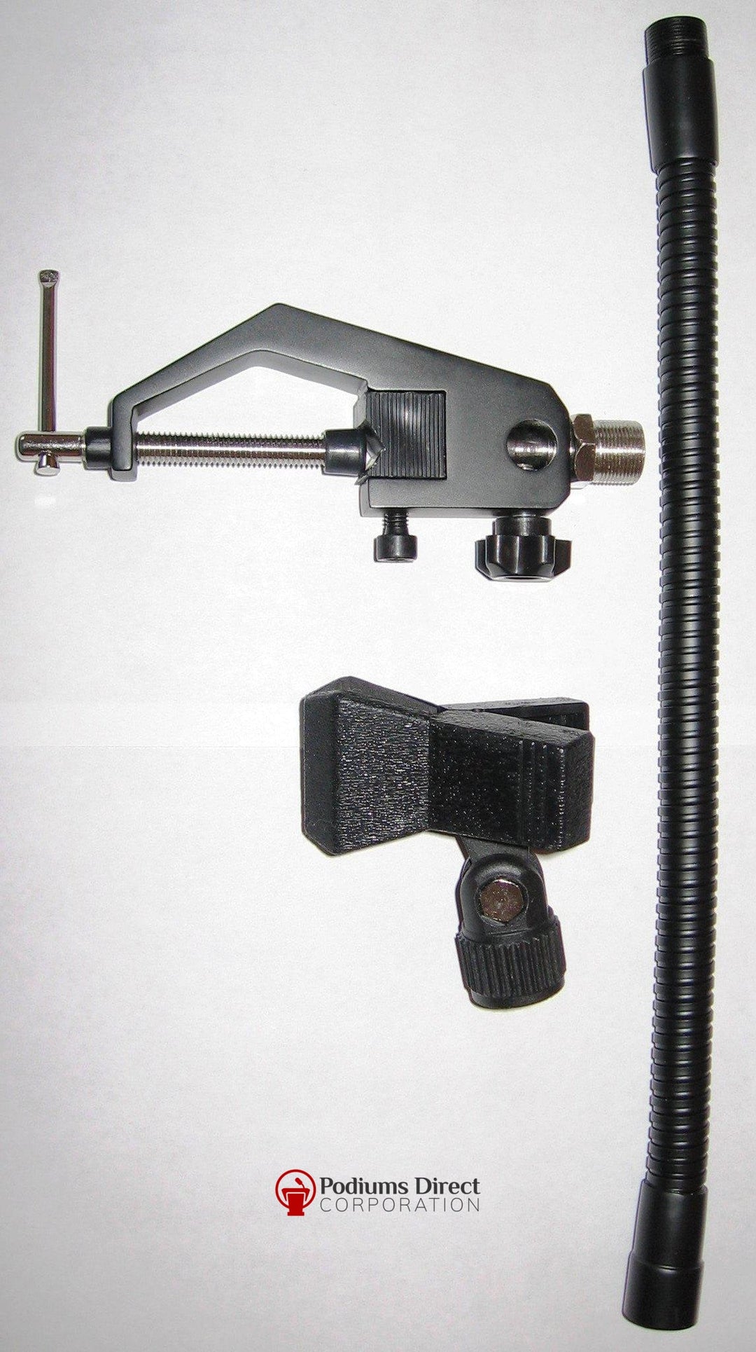 TM01 Clamp-On Flexible Mic Mounting Kit-With Gooseneck and Clothespin Mic Holder-Wireless Microphones and Lights, Podium and Lectern Options-Podiums Direct
