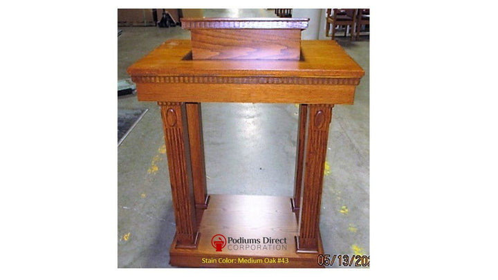 Church Wood Pulpit Open Tiered TOP-120-Medium Oak 43-Church Solid Wood Pulpits, Podiums and Lecterns-Podiums Direct