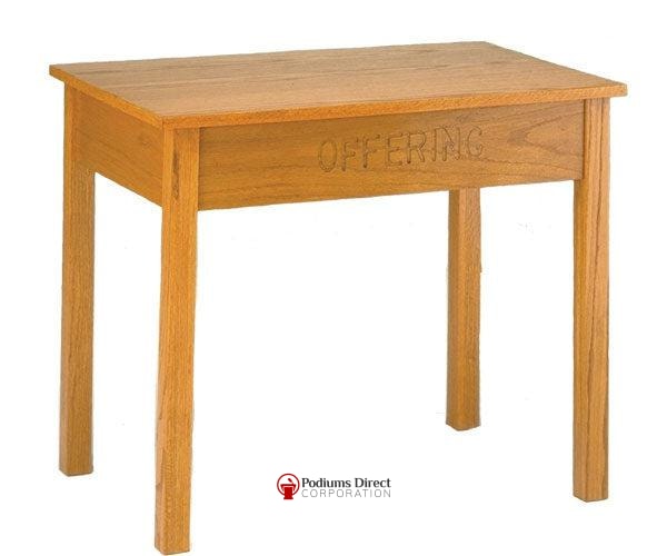 Offering Table with Storage Drawer and Inscription TOT-448 -Tithe Boxes, Baptismal Font, Flower Stands, and Offering Tables -Podiums Direct