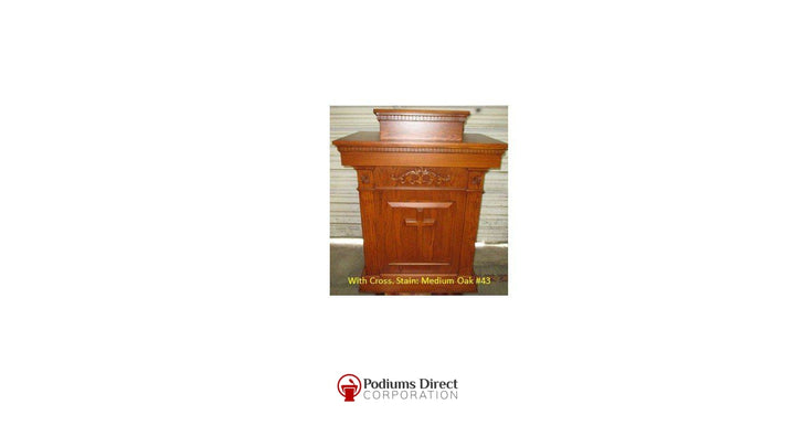Church Wood Pulpit Tiered TSP-120-Medium Oak with Added Cross-Church Solid Wood Pulpits, Podiums and Lecterns-Podiums Direct