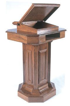 Church Wood Pulpit Pedestal TSP-180-Lift Lid View-Church Solid Wood Pulpits, Podiums and Lecterns-Podiums Direct