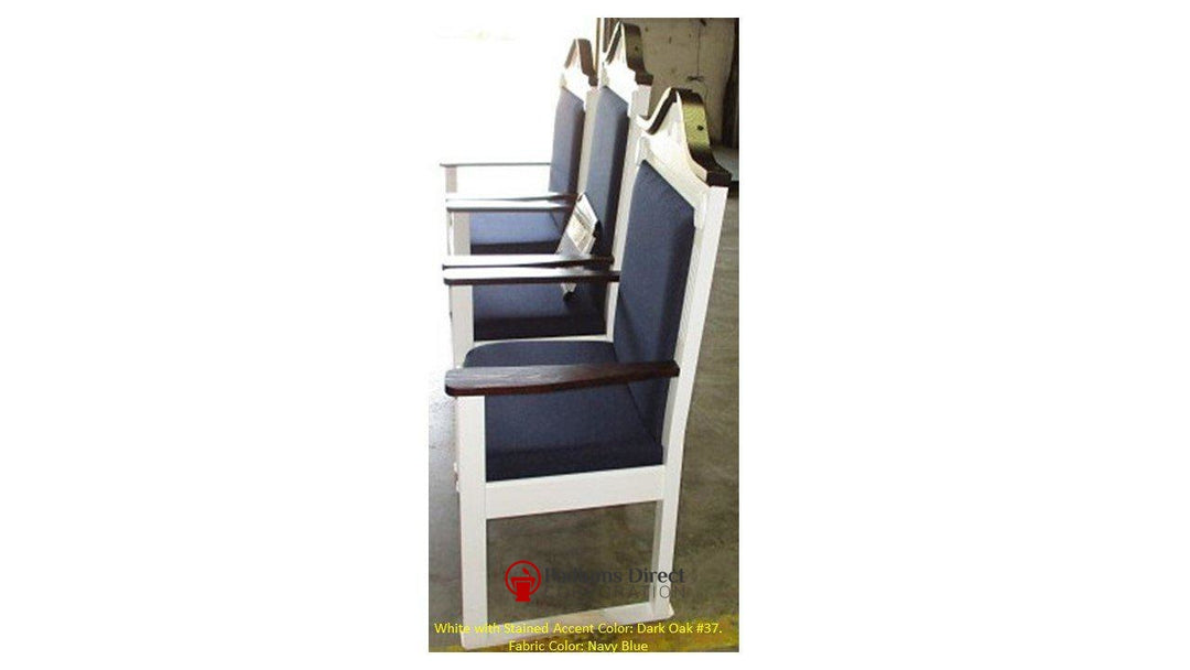 Clergy Church Chair TPC-603S Series 48" Height Side Pulpit Chair-Side View Dark Oak Navy Blue-Clergy Church Chairs-Podiums Direct
