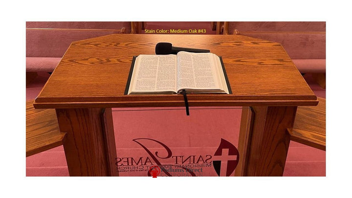 Wood with Acrylic Extra Wide Pulpit 779 Exhorter-Top Medium Oak #43-Wood With Acrylic Pulpits, Podiums and Lecterns-Podiums Direct