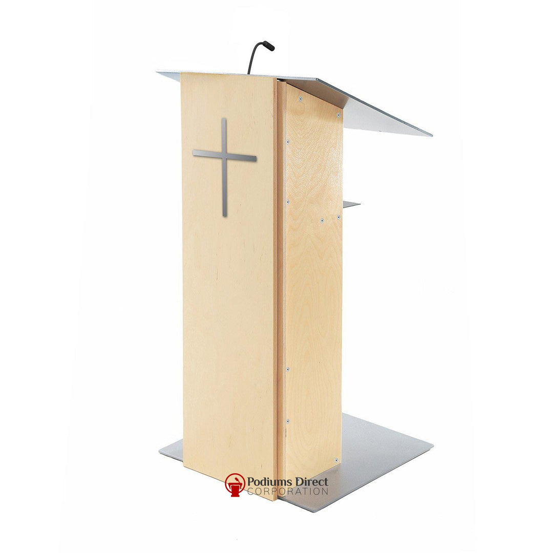 Contemporary Lectern and Podium K-2-Side View with Cross-Contemporary Lecterns and Podiums-Podiums Direct