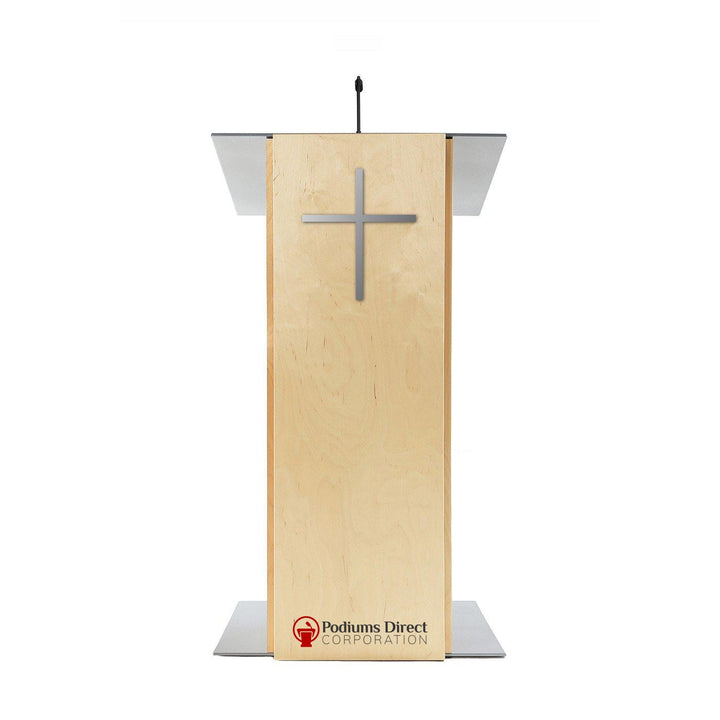 Contemporary Lectern and Podium K-2-Front View with Cross-Contemporary Lecterns and Podiums-Podiums Direct