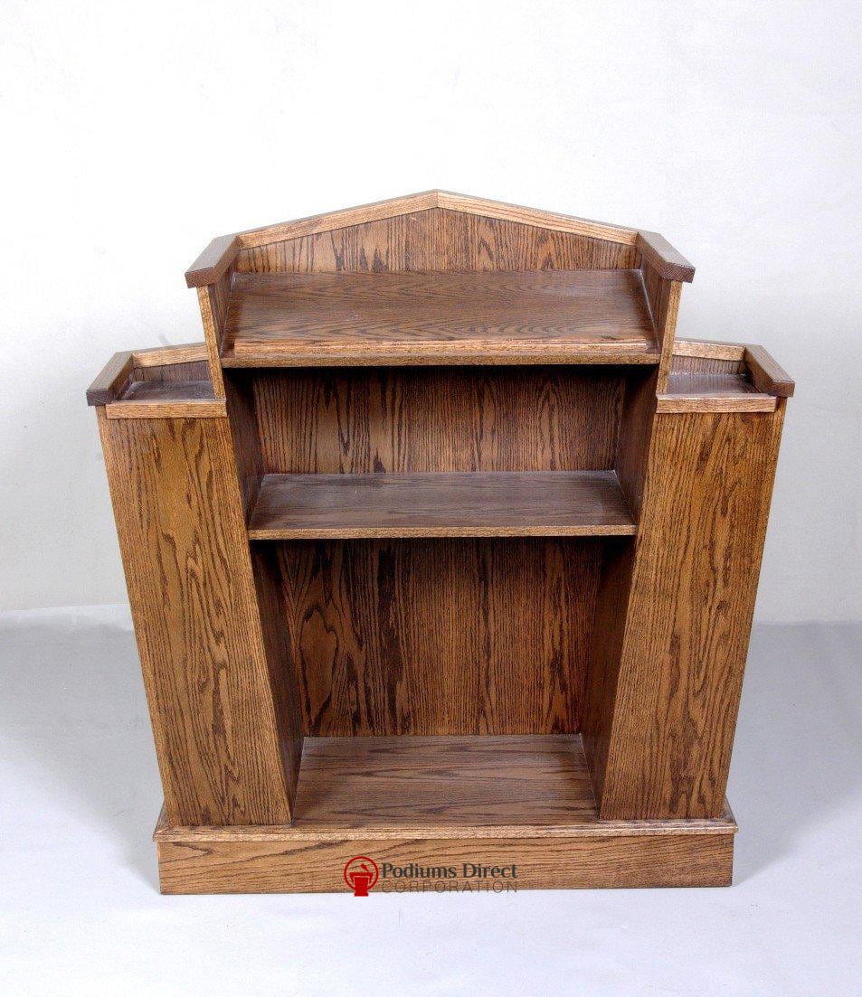 Church Wood Pulpit Victory Style V Shape with Fluting 300-Back View-Church Solid Wood Pulpits, Podiums and Lecterns-Podiums Direct