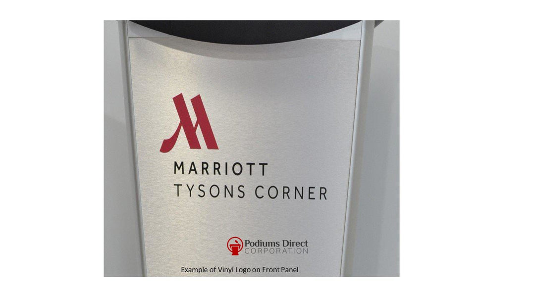 Contemporary Lectern and Podium H2W Custom Aluminum Lectern-Example of Logo on Front Panel-Contemporary Lecterns and Podiums-Podiums Direct