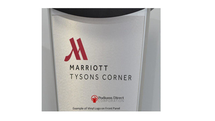 Contemporary Lectern and Podium H2W Custom Aluminum Lectern-Example of Logo on Front Panel-Contemporary Lecterns and Podiums-Podiums Direct