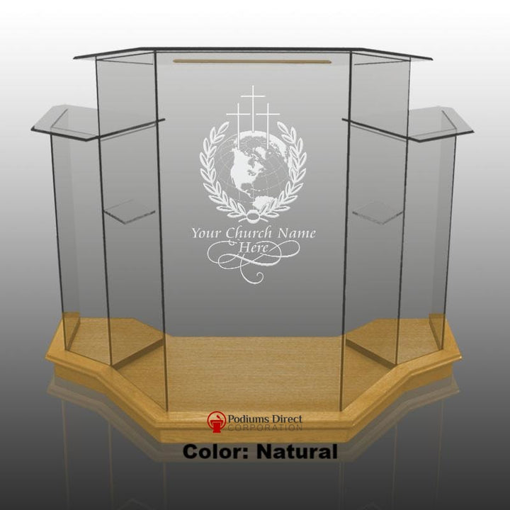 Glass Pulpit NC1/NC1G Prestige WINGED-Glass Pulpits, Podiums and Lecterns and Communion Tables-Podiums Direct