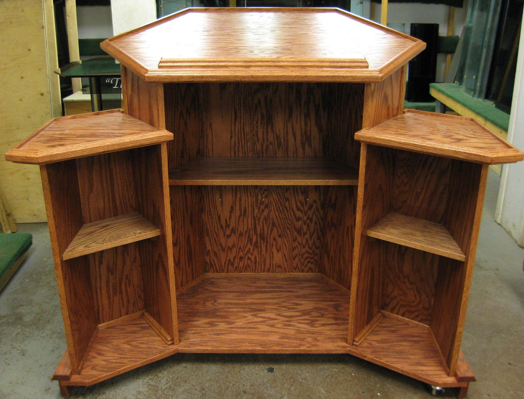 Church Wood Pulpit Custom NC1W/NC1WG WINGED Solid Wood Pulpits, Podiums and Lecterns-Back View-Podiums Direct