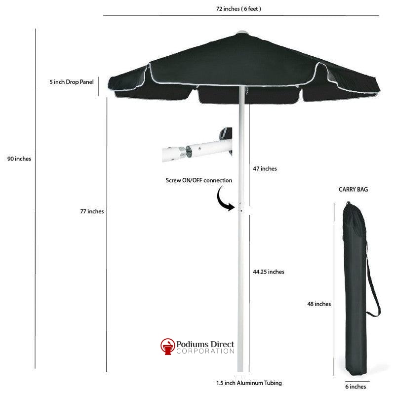 Valet Podium Aluminum Frame Umbrella-Specifications-Valet Podiums, Security, and Host Stations-Podiums Direct