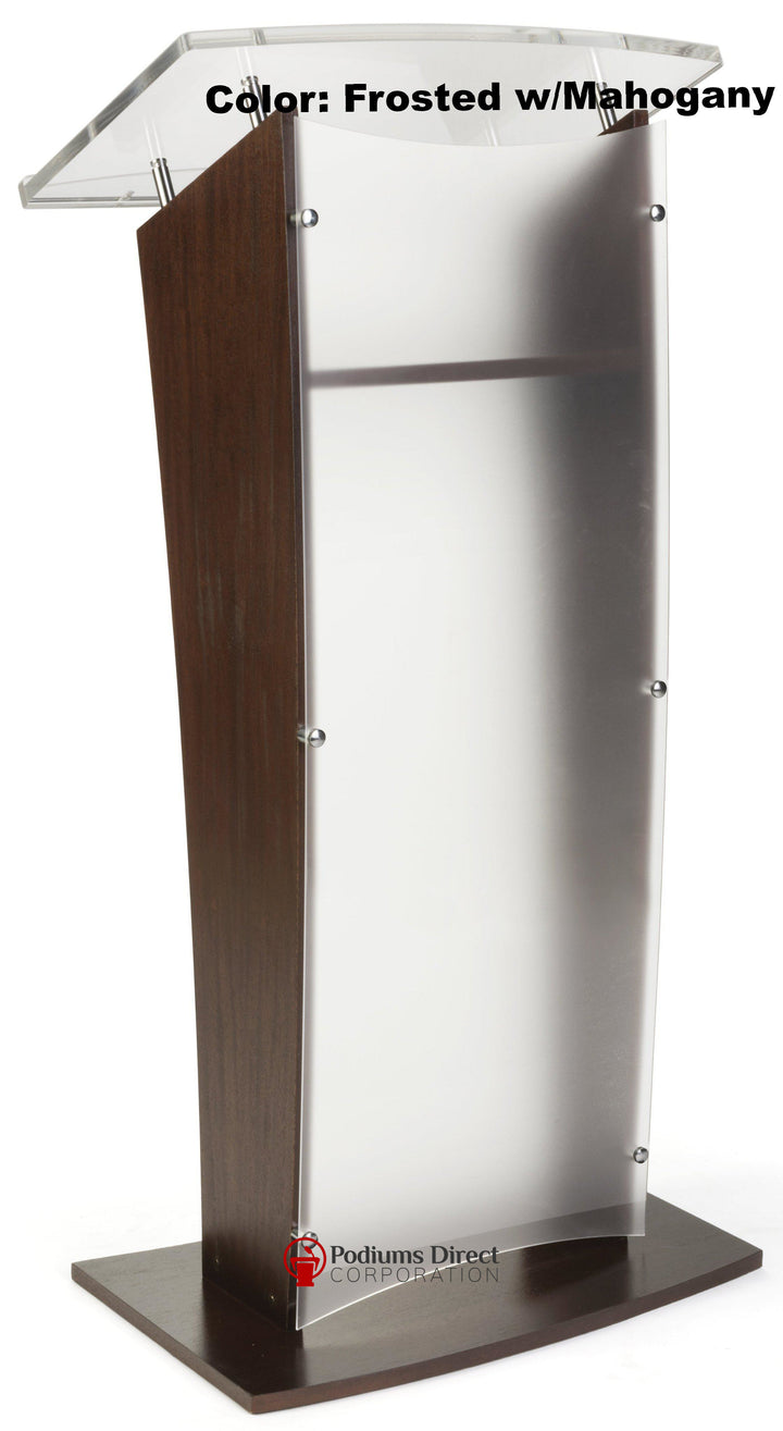 Wood with Acrylic Public Speaking Stand-Frosted With Mahogany-Wood With Acrylic Pulpits, Podiums and Lecterns-Podiums Direct
