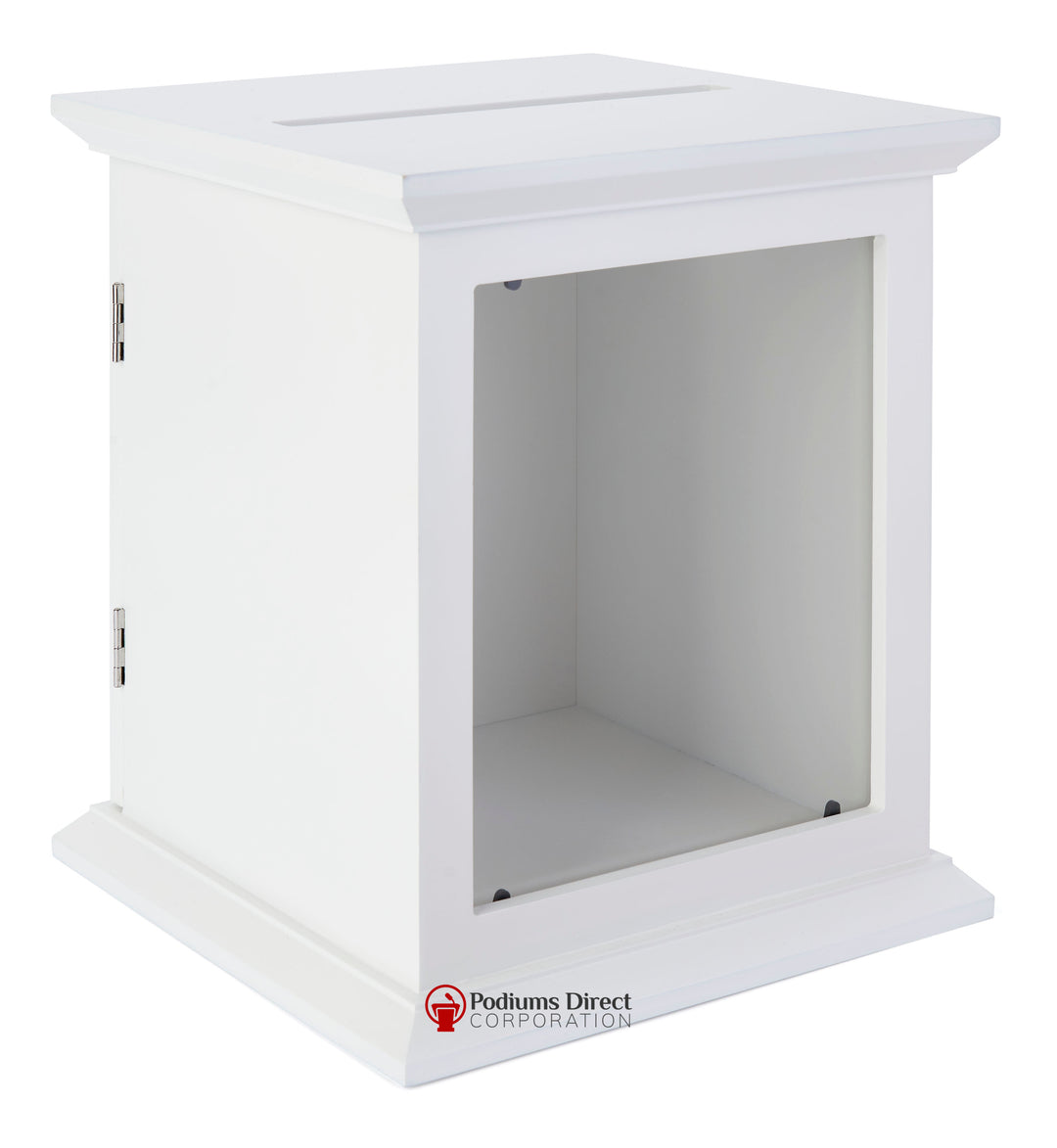 Tithe/Prayer Box White with Acrylic Window-Empty-Tithe Boxes, Baptismal Font, Flower Stands, and Offering Tables-Podiums Direct