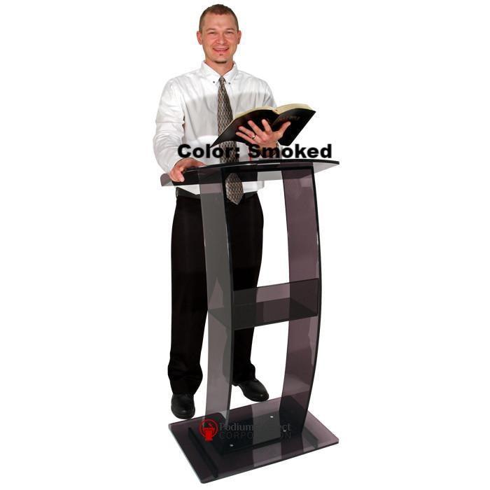Acrylic Lectern C Design-Smoked Acrylic-Acrylic Pulpits, Podiums and Lecterns-Podiums Direct
