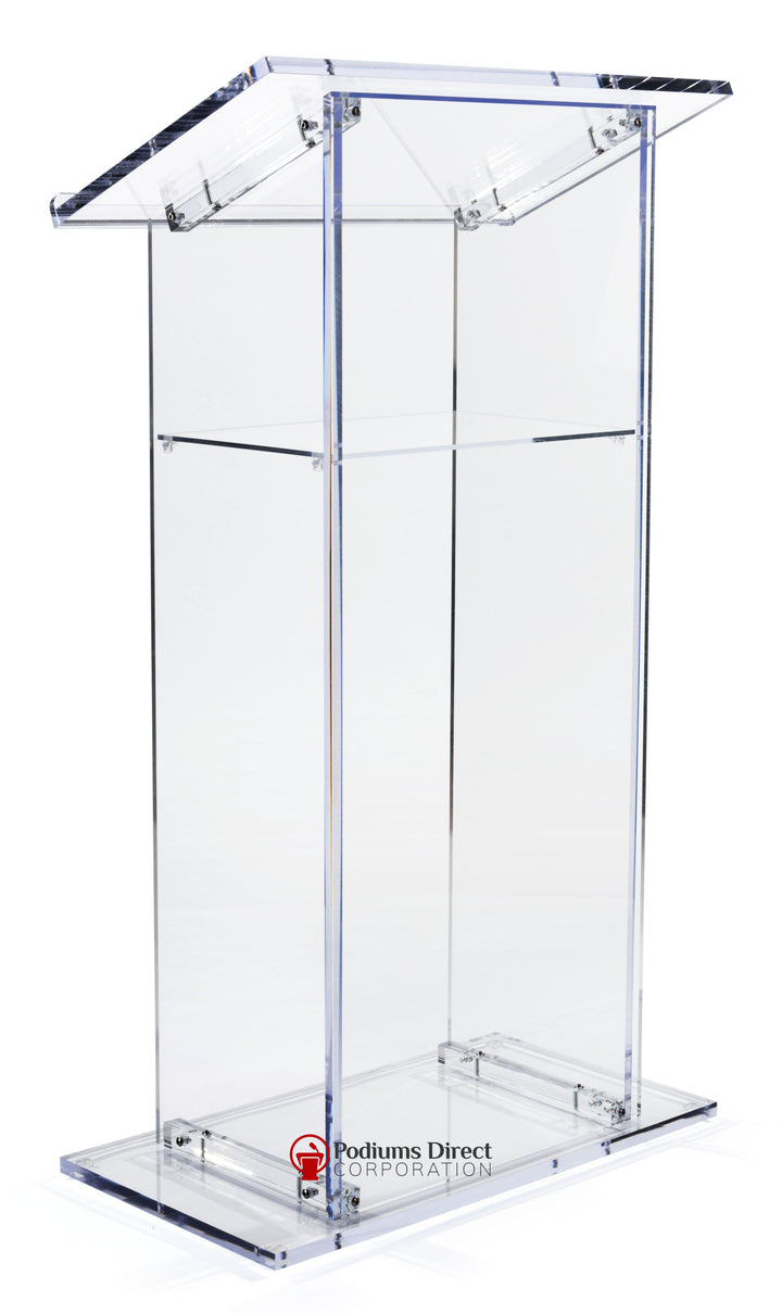 Acrylic Lectern Traditional Style SN3075-Angle View-Acrylic Pulpits, Podiums and Lecterns-Podiums Direct
