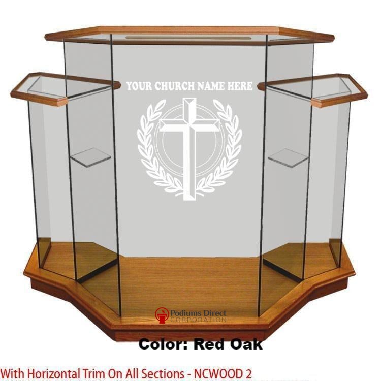 Glass Pulpit NC1/NC1G Prestige WINGED-Horizontal Trim-Glass Pulpits, Podiums and Lecterns and Communion Tables-Podiums Direct