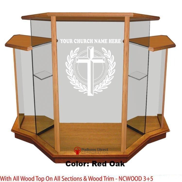 Glass Pulpit NC1/NC1G Prestige WINGED-Wood Top/Wood Trim-Glass Pulpits, Podiums and Lecterns and Communion Tables-Podiums Direct