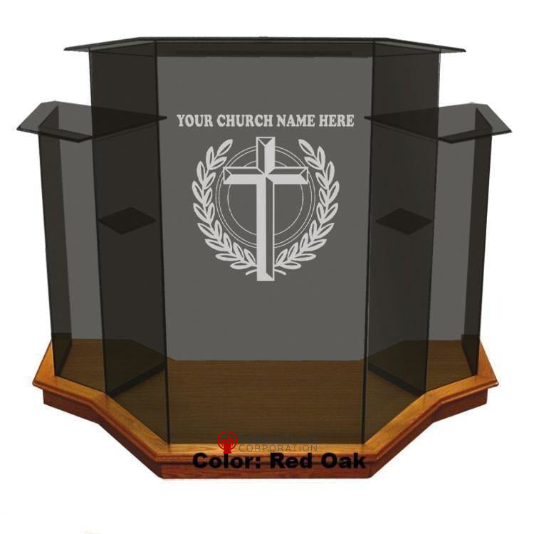 Glass Pulpit NC1/NC1G Prestige WINGED-Smoked Glass-Glass Pulpits, Podiums and Lecterns and Communion Tables-Podiums Direct