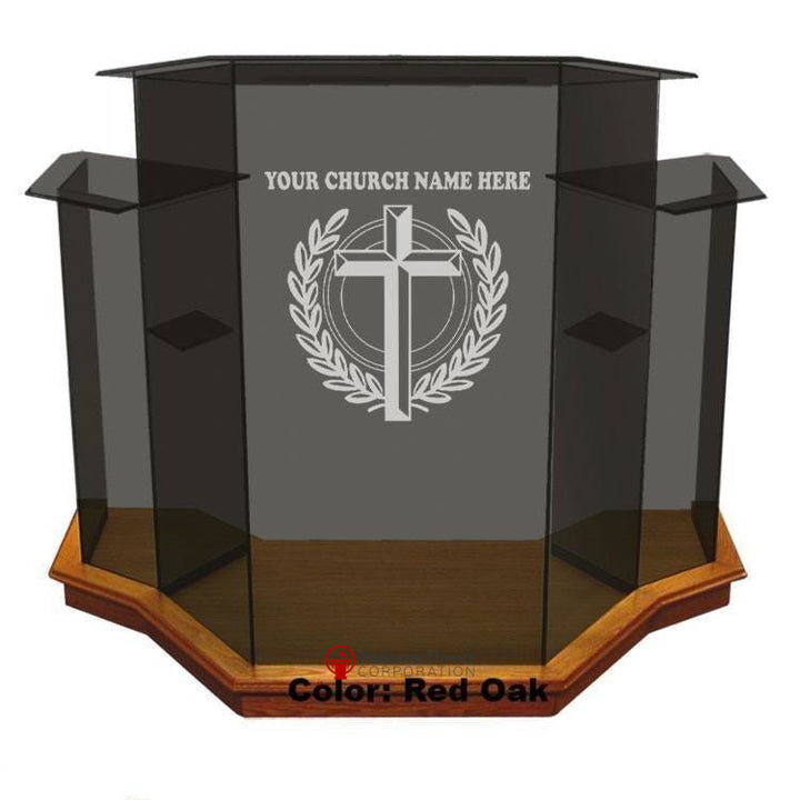 Glass Pulpit NC1/NC1G Prestige WINGED-Smoked Glass-Glass Pulpits, Podiums and Lecterns and Communion Tables-Podiums Direct