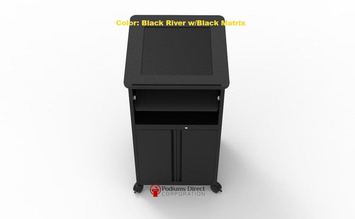 LCD Digital Display Lectern DVP2627-BB Down View Computer-Black River Black Matrix-LCD Digital Display Lecterns-Podiums Direct