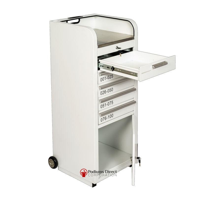 Valet Podium With 100 Key Slot Cabinet-White Side View-Valet Podiums, Security, and Host Stations-Podiums Direct