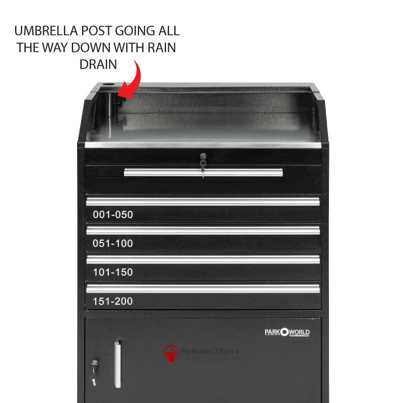 Valet Podium With 200 Key Slot Cabinet-Umbrella Holder-Valet Podiums, Security, and Host Stations-Podiums Direct