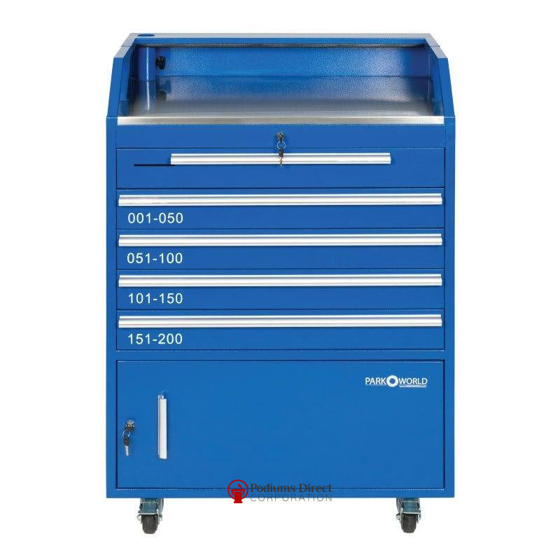 Valet Podium With 200 Key Slot Cabinet-Blue Back-Valet Podiums, Security, and Host Stations-Podiums Direct