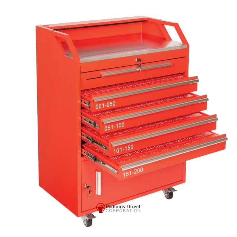 Valet Podium With 200 Key Slot Cabinet-Red Key Slot Drawers-Valet Podiums, Security, and Host Stations-Podiums Direct