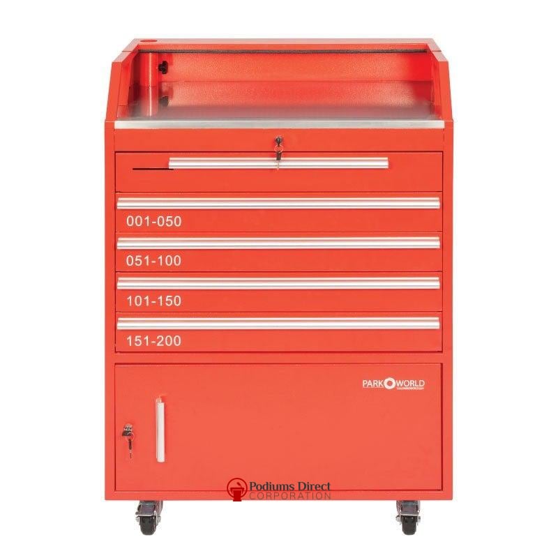 Valet Podium With 200 Key Slot Cabinet-Red Back-Valet Podiums, Security, and Host Stations-Podiums Direct