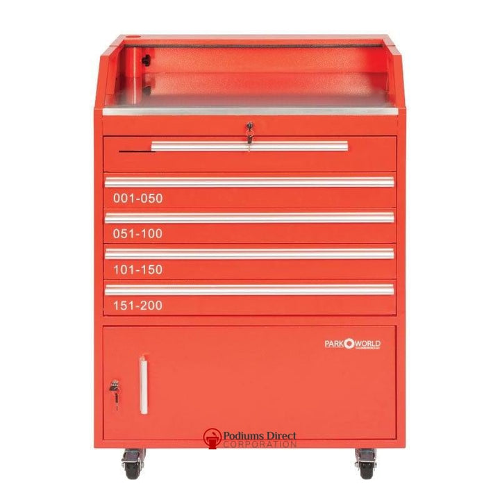 Valet Podium With 200 Key Slot Cabinet-Red Back-Valet Podiums, Security, and Host Stations-Podiums Direct