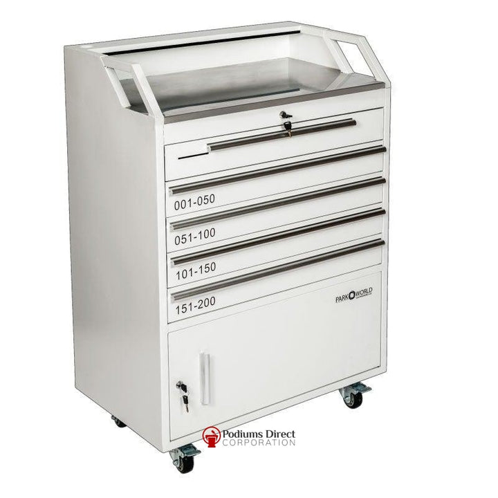 Valet Podium With 200 Key Slot Cabinet-White Key Drawers-Valet Podiums, Security, and Host Stations-Podiums Direct