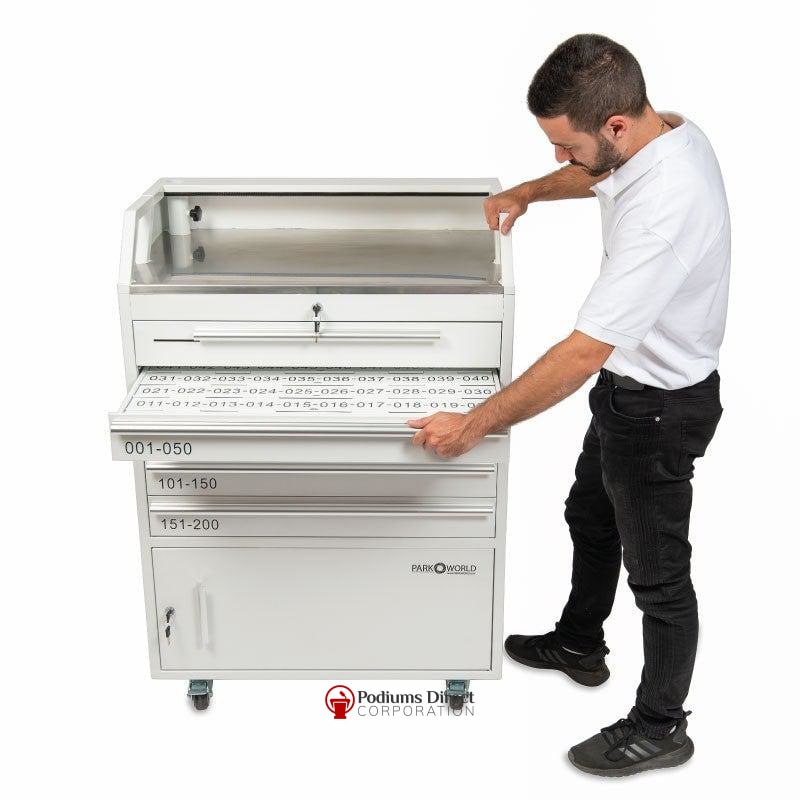 Valet Podium With 200 Key Slot Cabinet-Pull Out Key Slot Drawers-Valet Podiums, Security, and Host Stations-Podiums Direct