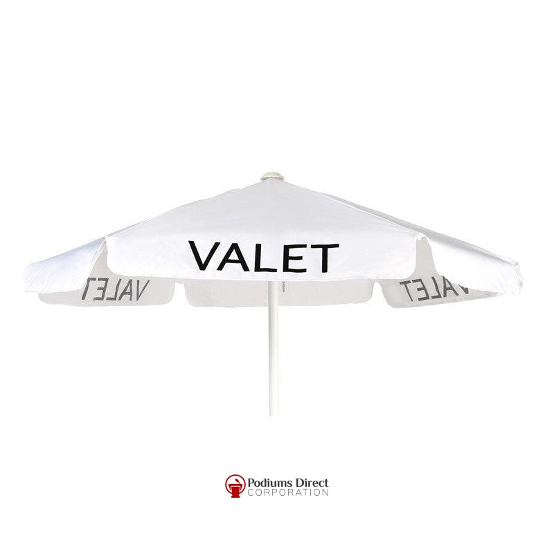 Valet Podium Aluminum Frame Umbrella-White Valet-Valet Podiums, Security, and Host Stations-Podiums Direct