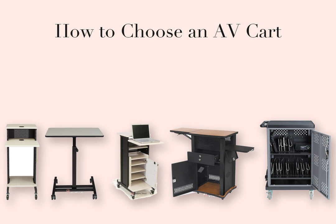 Five AV and presentation carts, including a charging cart