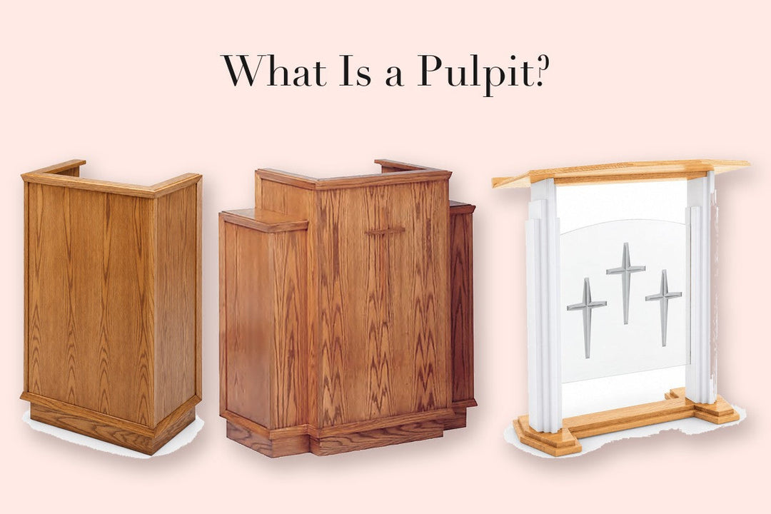 Three church pulpits: a single, a wing, and an oak and acrylic pulpit