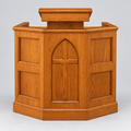 Solid Oak Gothic Arch Pulpit with Hinged Platform: Custom No. 1