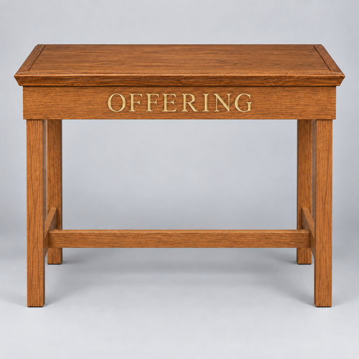 305C solid oak colonial offering table — Medium Oak 