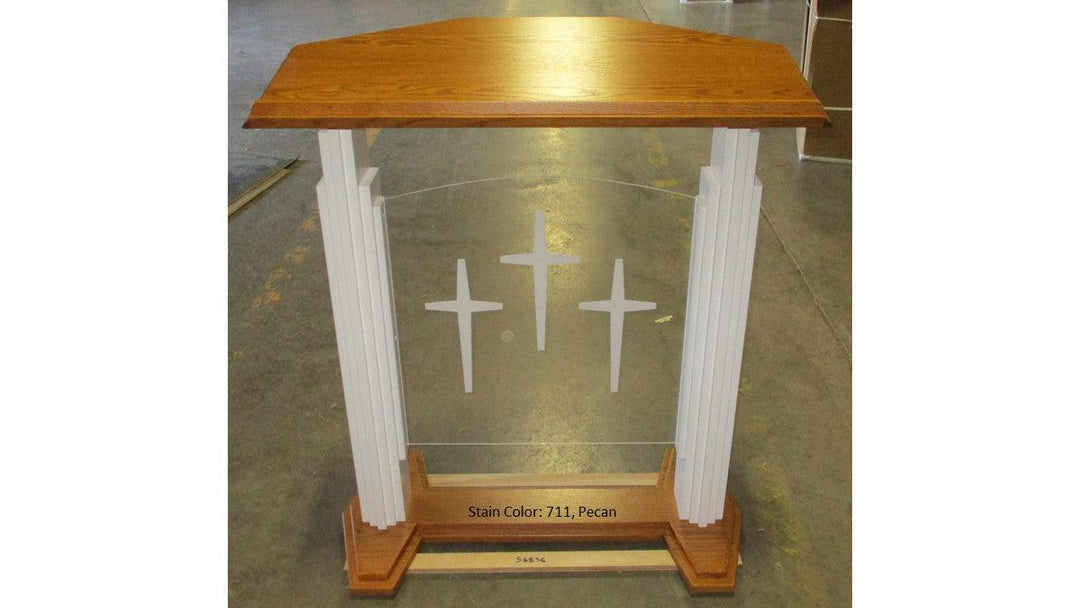 Wood with Acrylic Pulpit 701W Proclaimer-Back Pecan 711-Wood With Acrylic Pulpits, Podiums and Lecterns-Podiums Direct