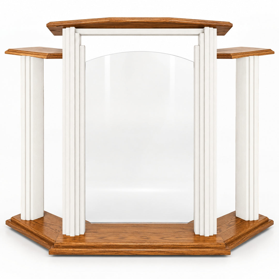 702W Proclaimer solid oak and acrylic wing pulpit — Medium Oak #43 with white body